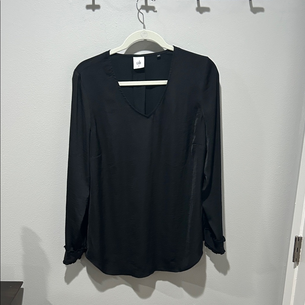 CAbi Elegant Black Long Sleeve Blouse